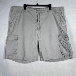 OTB Mens Cargo Shorts Grey Khaki Cotton Ramie Multi Pocket Size 46 Casual Hiking